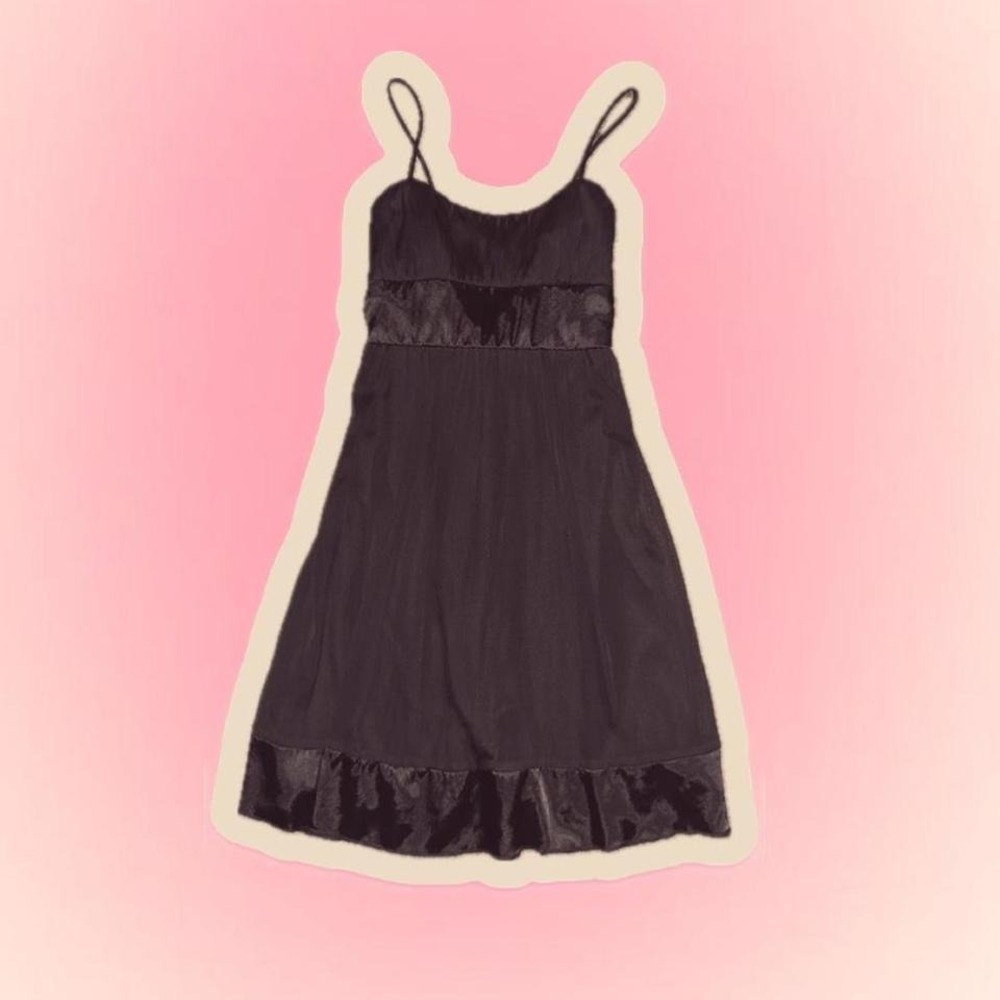 Black Babydoll Y2K Satin Tie Mini dress